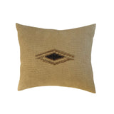 Eira Pillow by One Bi One — mustard Belgian linen with hand-embroidered wool eye motif, 18" × 16", handcrafted in Gothenburg, Sweden