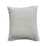 Calimia Home Elin pillow in off-white Belgian linen with delicate hand-embroidered horizontal detailing.