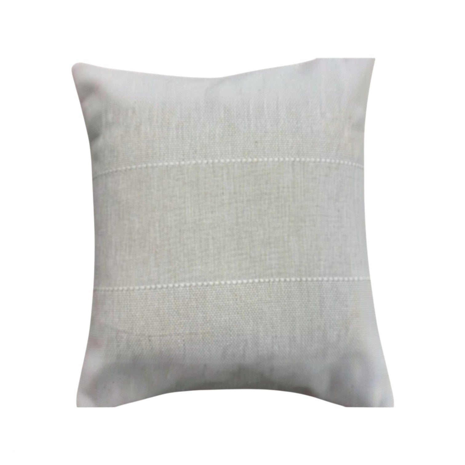 Calimia Home Elin pillow in off-white Belgian linen with delicate hand-embroidered horizontal detailing.