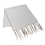 Elise Taupe Table Runner by One Bi One — Belgian linen with wool embroidery and tassel ends, handcrafted in Gothenburg, Sweden