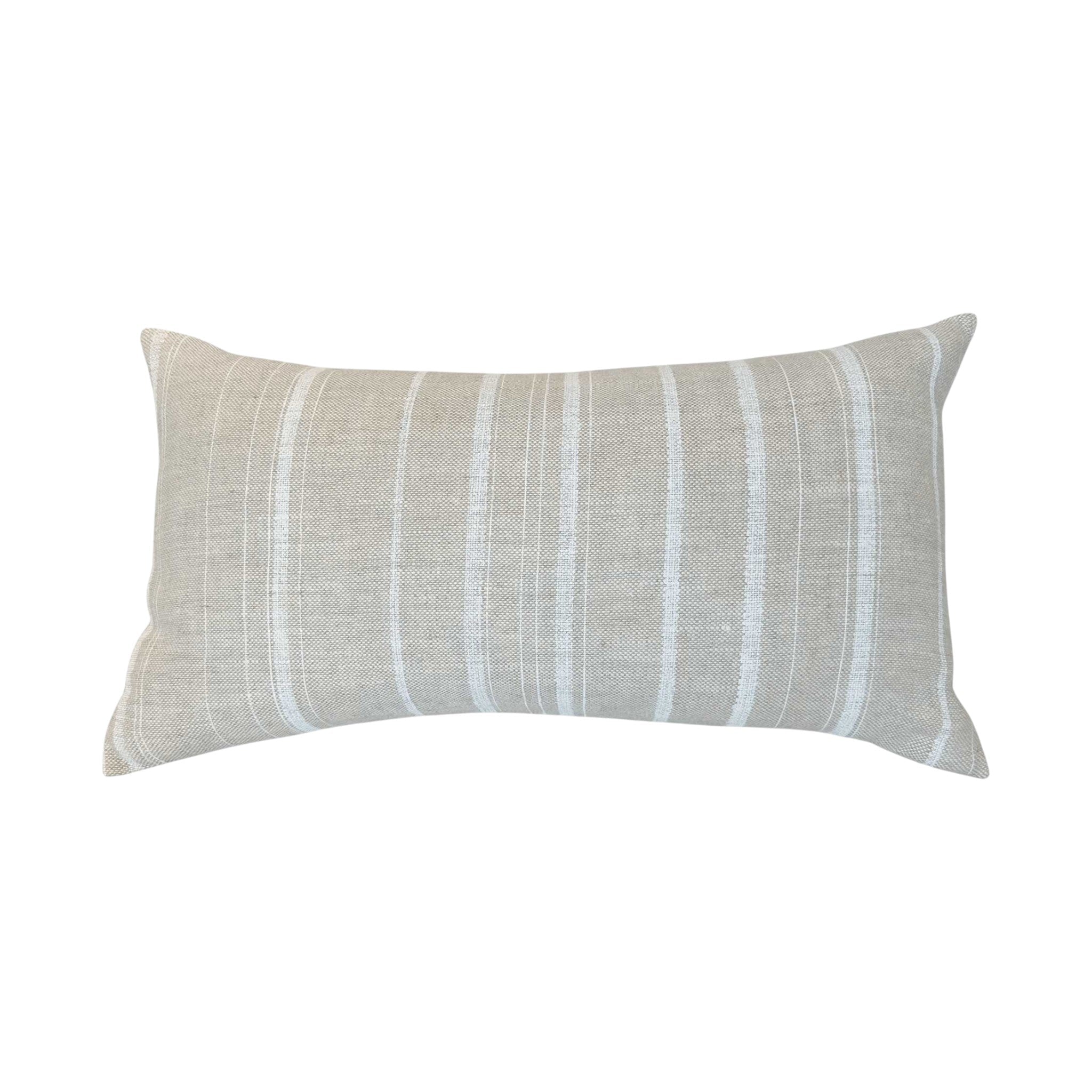 Emil Striped Lumbar Pillow by One Bi One — Fermoie striped linen with feather down insert, handcrafted in Gothenburg, Sweden