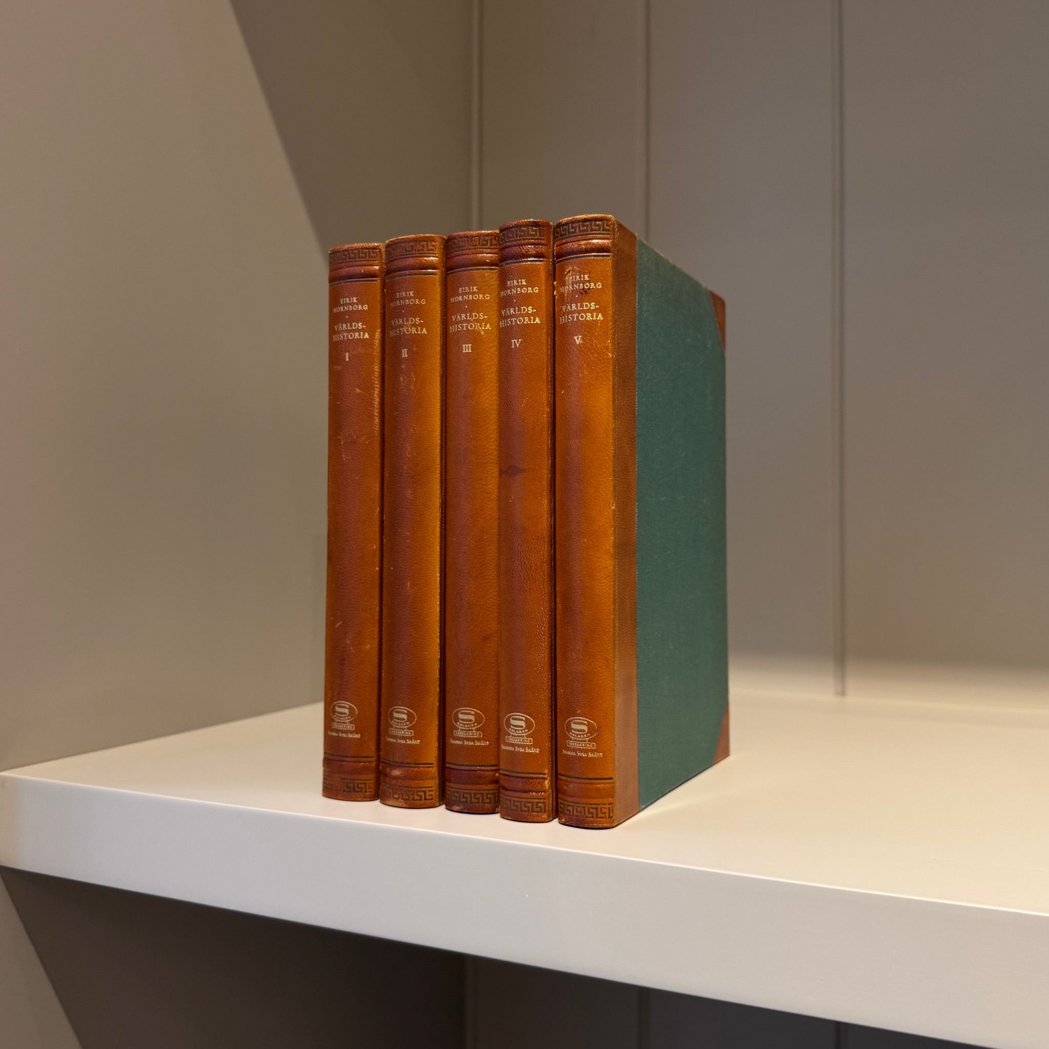 Hornborg World History 1961 vintage book set of 5 — decorative spines