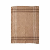 Sir Madam set of two earth-toned 100% linen jacquard tea towels with striped border detail.