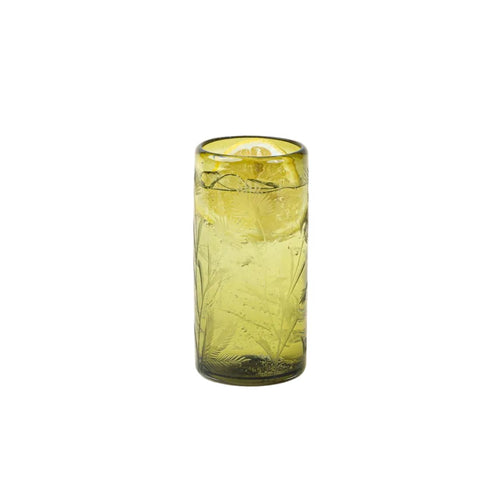 Etched Thistle Glassware - Olive