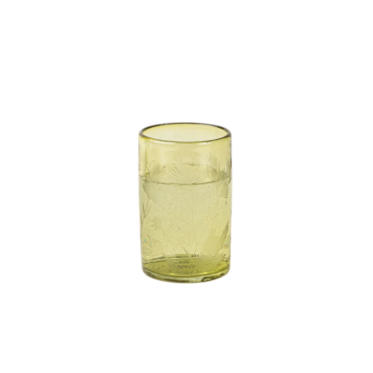 Etched Thistle Glassware - Olive