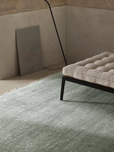 Armadillo Agra Rug in Moonstone, hand-knotted wool rug shown in a room setting