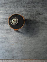 Armadillo Staccato Rug in Nightfall, a second view of the hand-knotted silk and linen rug in a styled interior