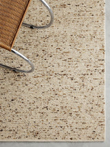 Faroe Rug by Armadillo, hand-knotted undyed wool rug, styled in a room at Calimia Home