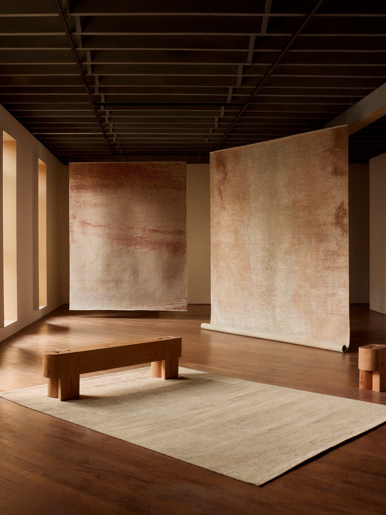 Alma Rug by Armadillo, hand-knotted wool and silk rug, styled in a room at Calimia Home