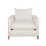 Calimia Home Fenn Chair in ivory Belgian linen with natural oak legs and a structured, comfortable silhouette.