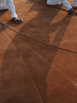 Armadillo Marea Rug in Russet, a second view of the hand-knotted and hand-carved wool rug in a styled interior