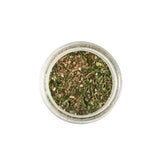 Calicutts Home Fish Spice Blend featuring a savory mix of dried herbs and lemon zest in a glass jar