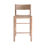 Calimia Home Flag Counter Stool with a solid oak frame and woven natural leather seat and backrest