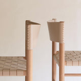 Calimia Home Flag Counter Stool with solid oak frame and natural leather woven seat and backrest detail