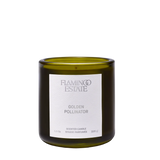 Golden Pollinator Candle by Flamingo Estate, 8 oz plant-based soy wax candle in recyclable glass, linden blossom and bergamot fragrance