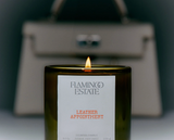 Flamingo Estate Leather Appointment Candle lifestyle shot
