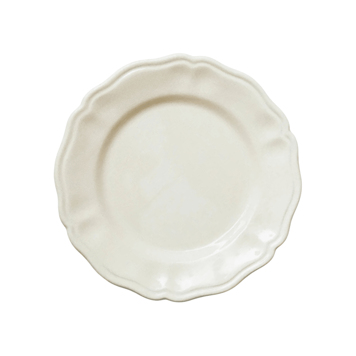 Calimia Home Flora Classico pasta bowl in cream ceramic with a scalloped edge and 18th-century Italian design