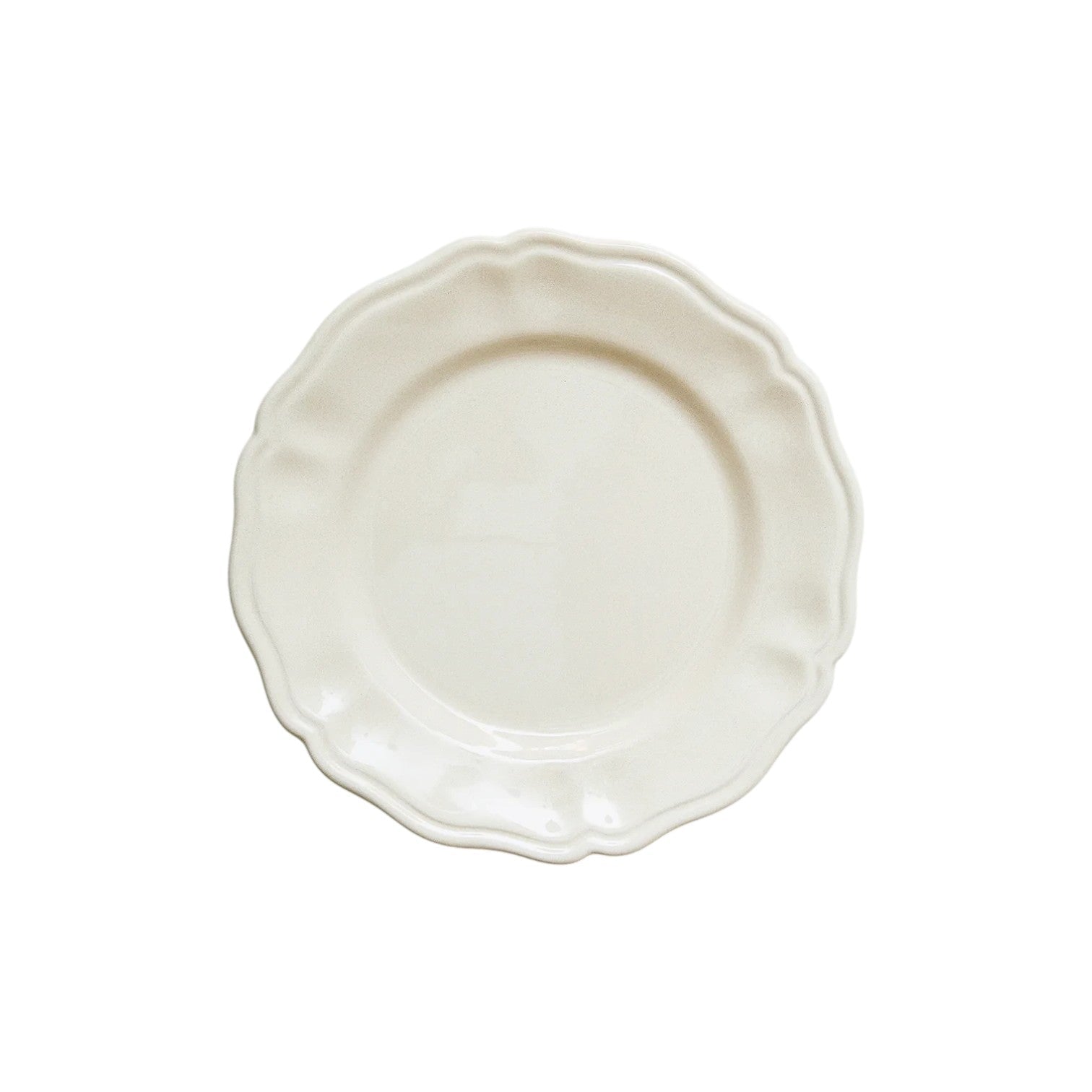 IL Buco Flora Classico side plate in cream ceramic with a scalloped edge inspired by 18th-century Italian design.