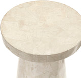 Foley Stone Outdoor Side Table displayed in garden room