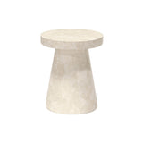 Foley Stone Outdoor Side Table with white agate inlay detail
