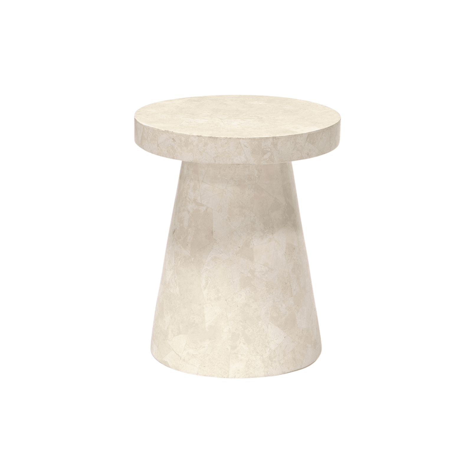 Foley Stone Outdoor Side Table with white agate inlay detail