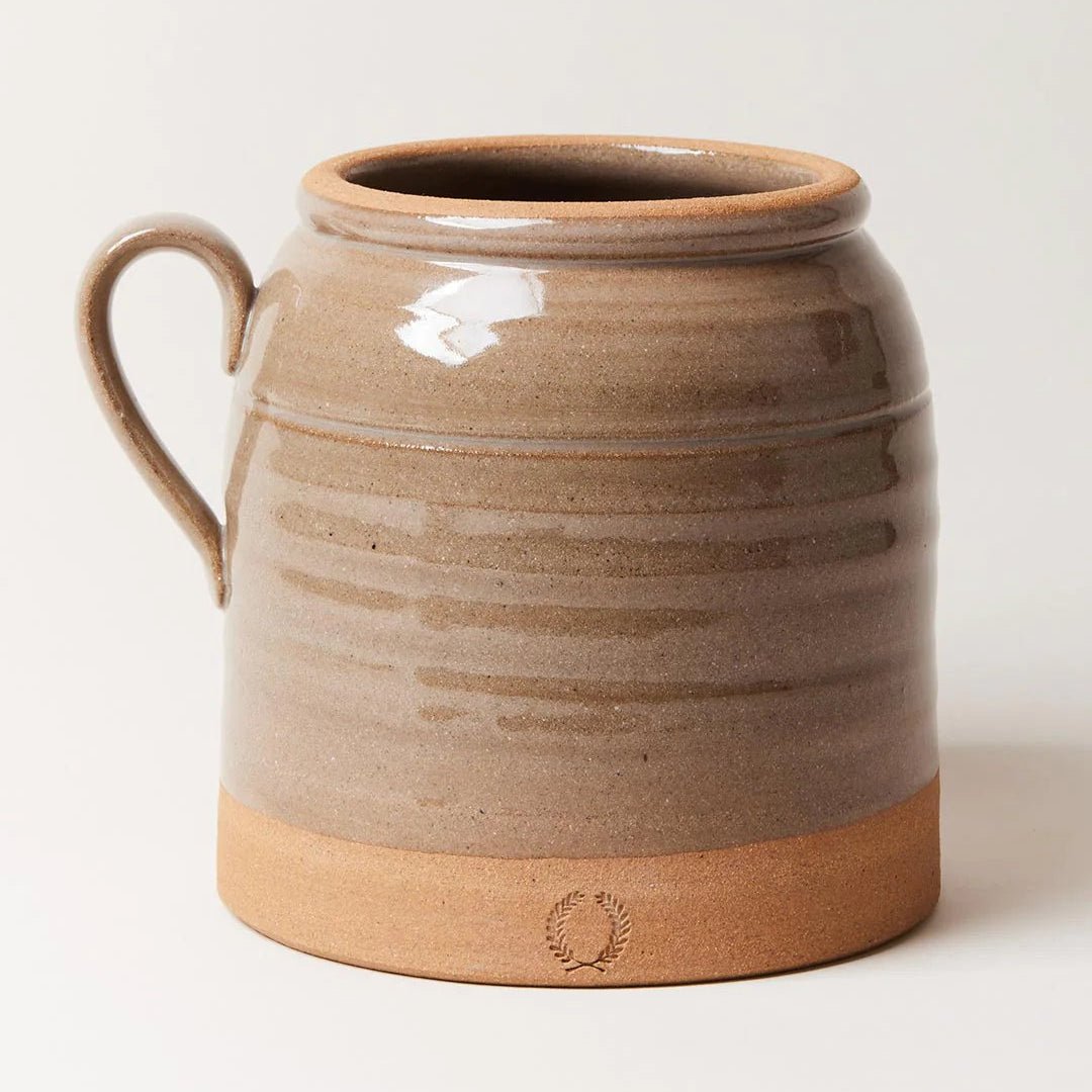 Farmhouse Pottery French Country Crock flax glaze with fresh flowers