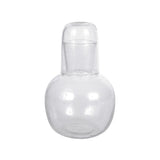 Sir Madam hand-blown seeded glass carafe and drinking glass set with organic shape and effervescent bubbles.