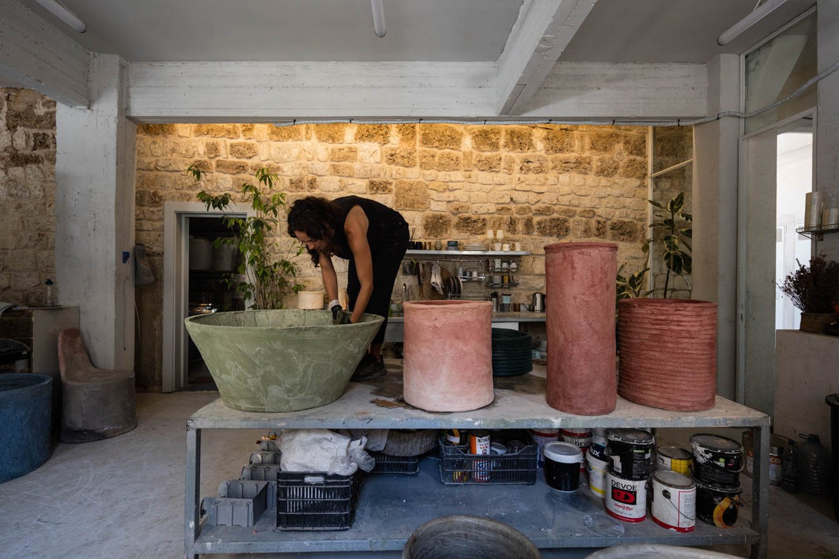 Sculptural planters, handcrafted in Lebanon.
