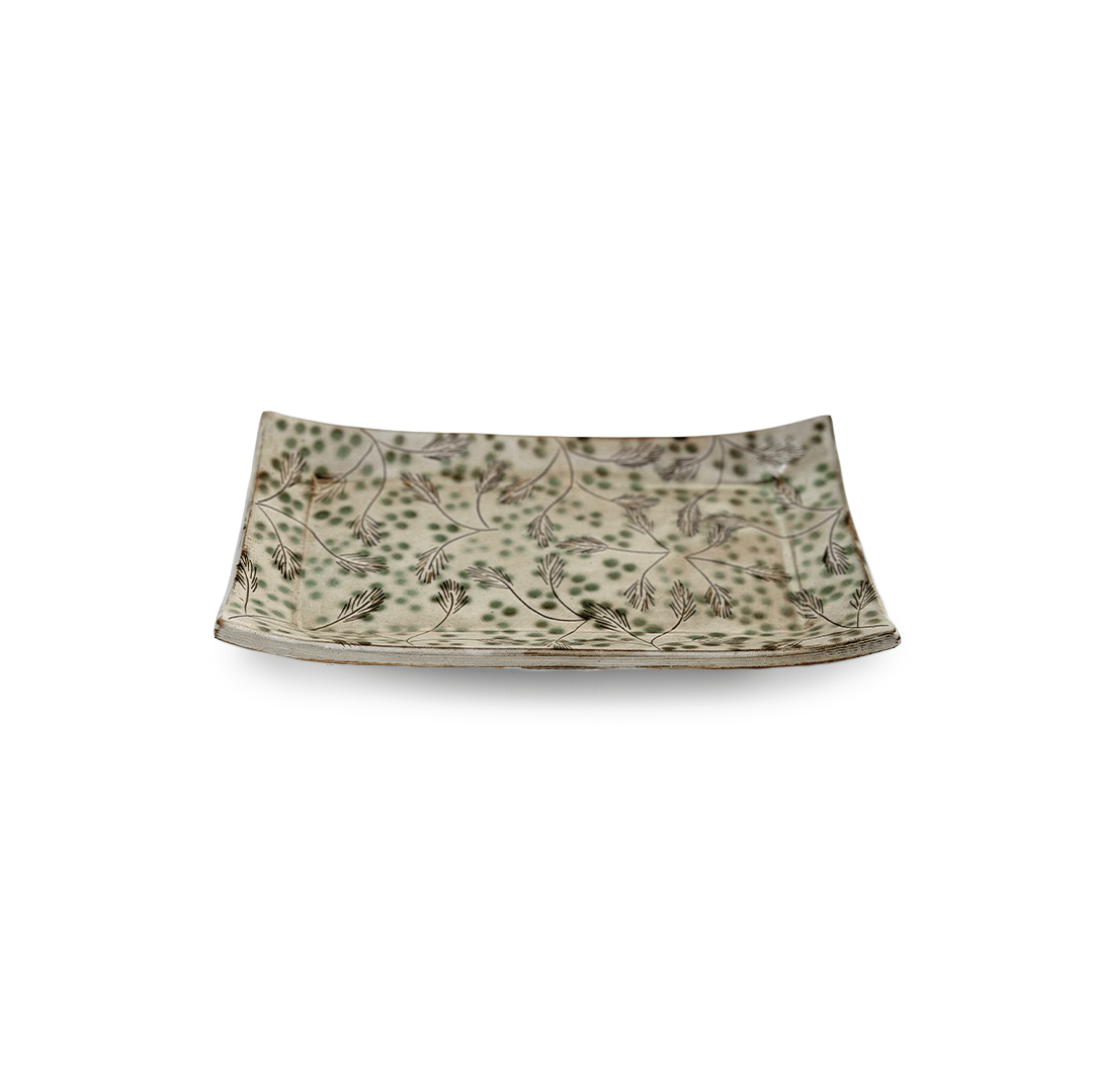 Green Straw Ceramic Tray