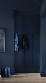 Room painted in Farrow & Ball Hague Blue No.30