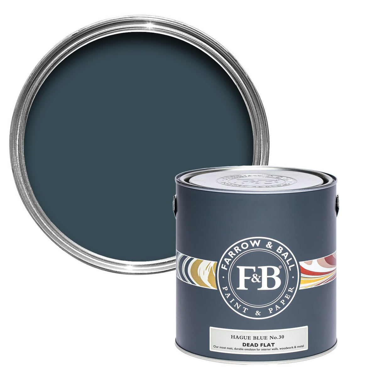 Farrow & Ball Hague Blue No.30 paint tin and color swatch