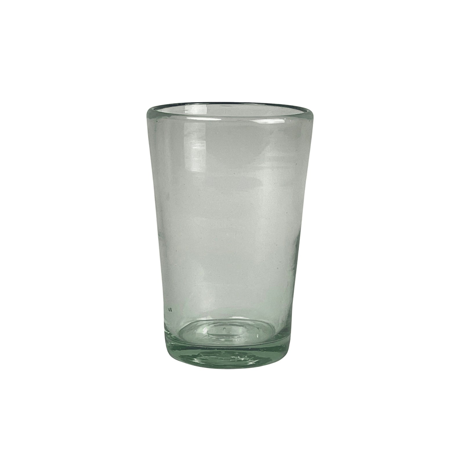 Calimia Home hand-blown clear glass pint glass with a tapered, artisanal design for beer or iced tea.