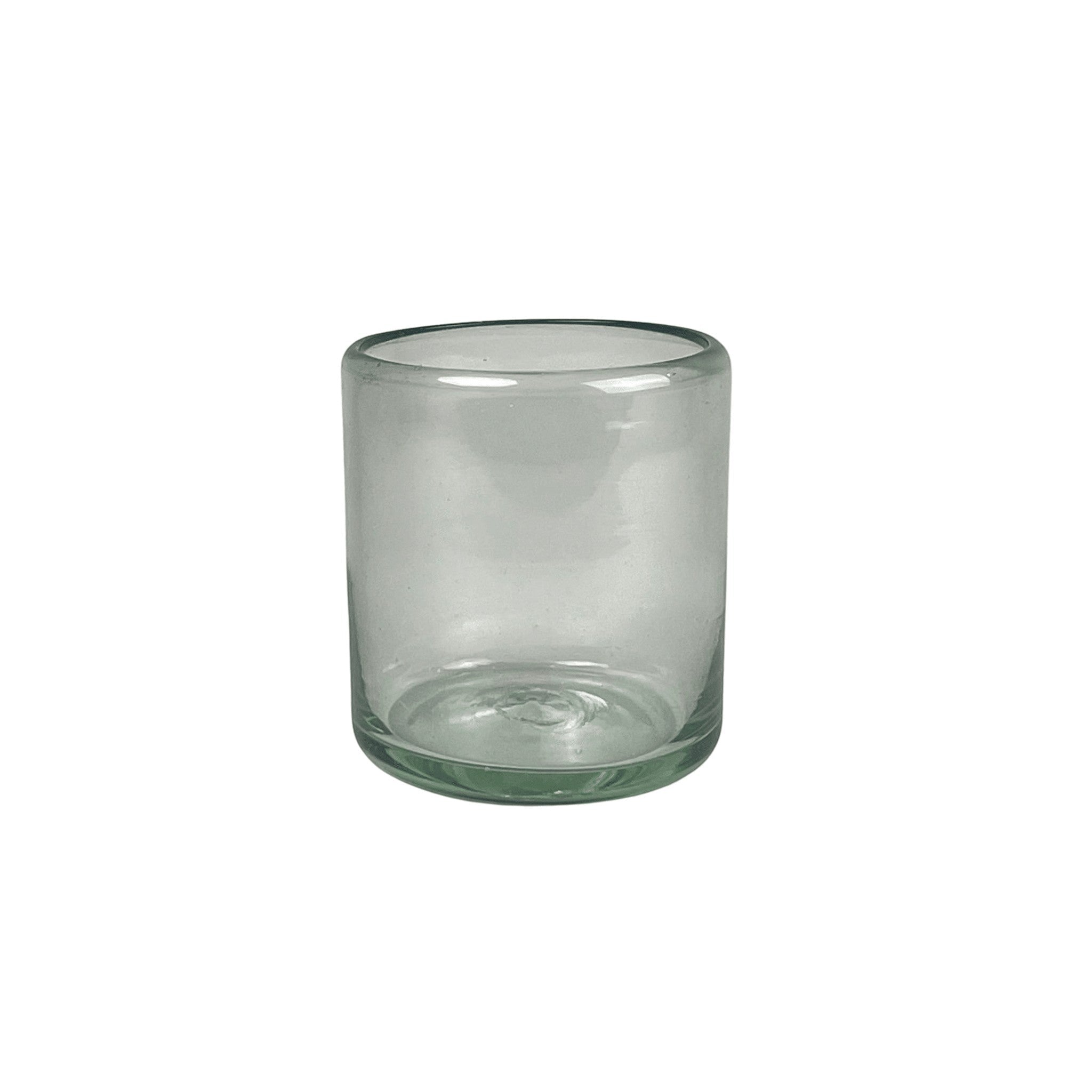 Calimia Home hand-blown clear recycled glass straight rock glass for cocktails or everyday use