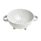 Assisi Handled Colander in Bianco glaze, handmade Italian ceramic
