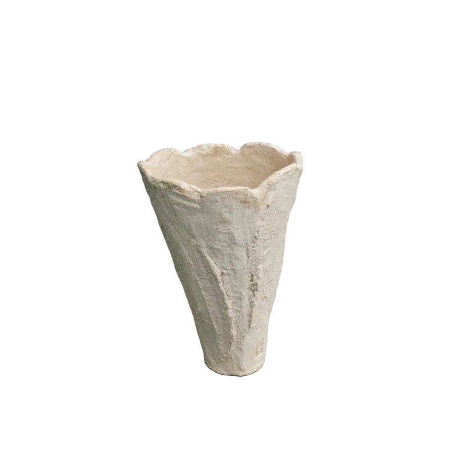 Handmade Cement Tulip Vase - Ivory