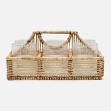 Close-up detail of handwoven rattan and bamboo weaving