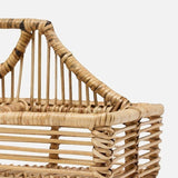 Handwoven glassware holder styled on table with glassware