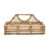 Handwoven rattan and bamboo glassware holder with natural texture