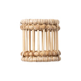 Handwoven napkin rings set of four, natural rattan and bamboo