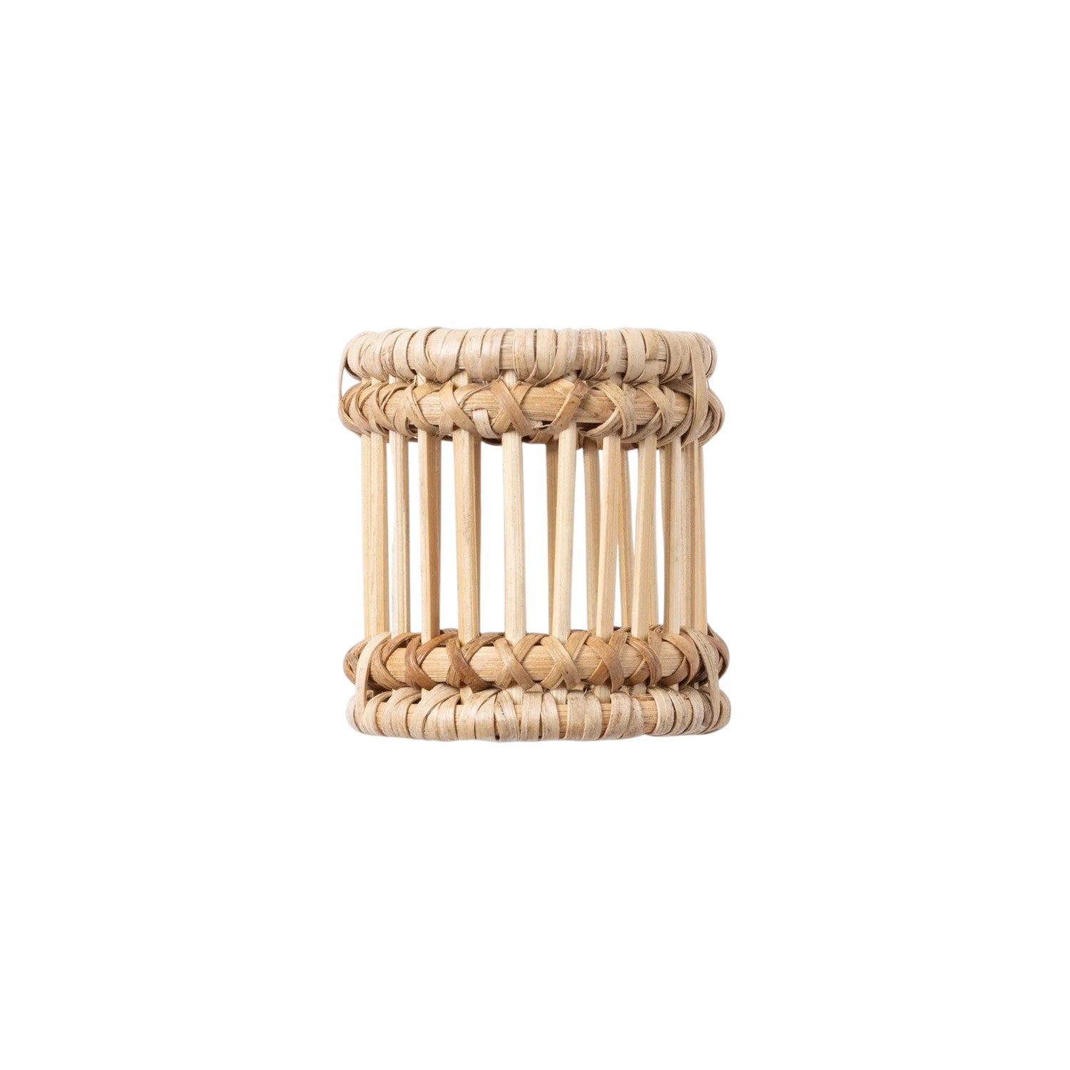 Handwoven napkin rings set of four, natural rattan and bamboo