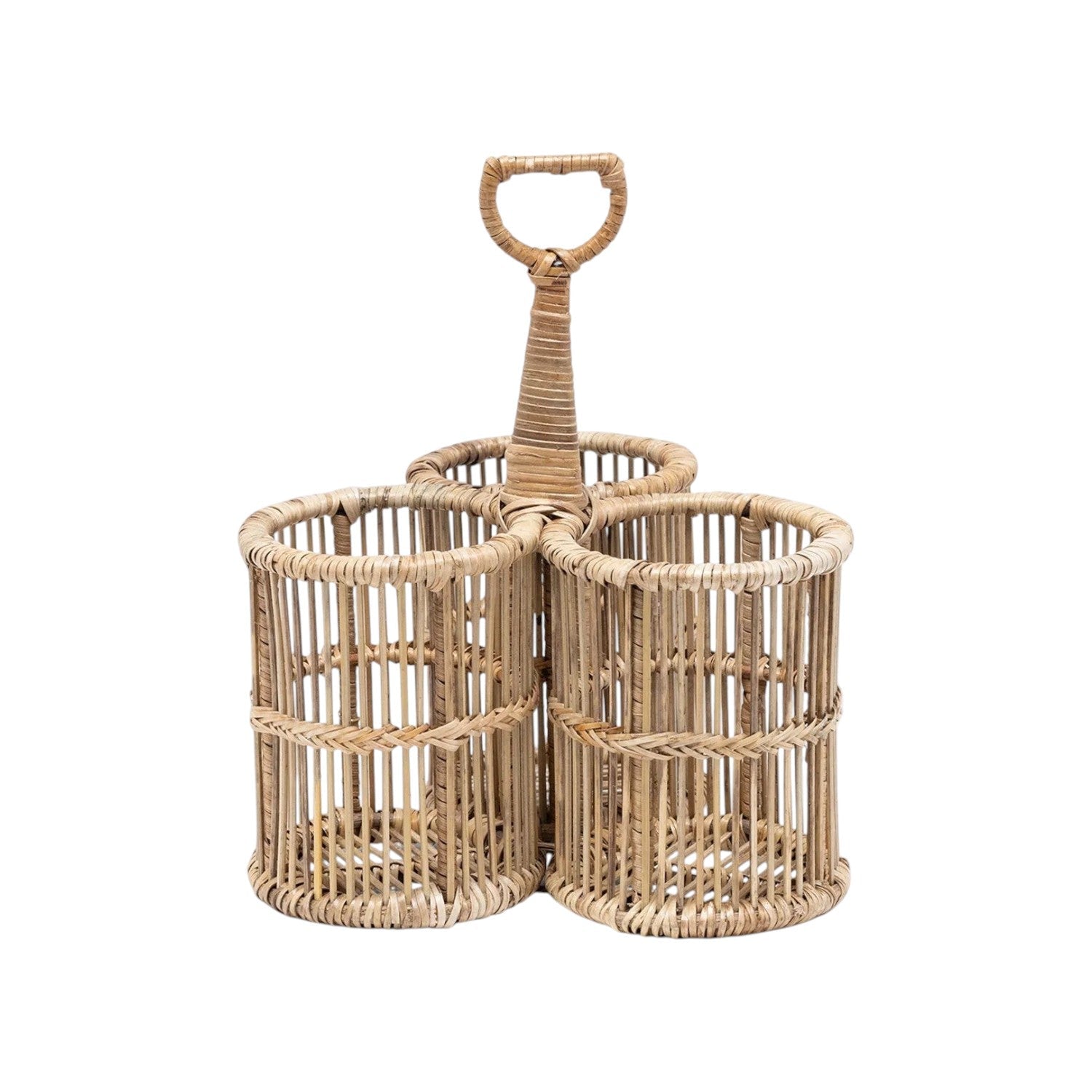 Handwoven rattan and bamboo wine bottle holder