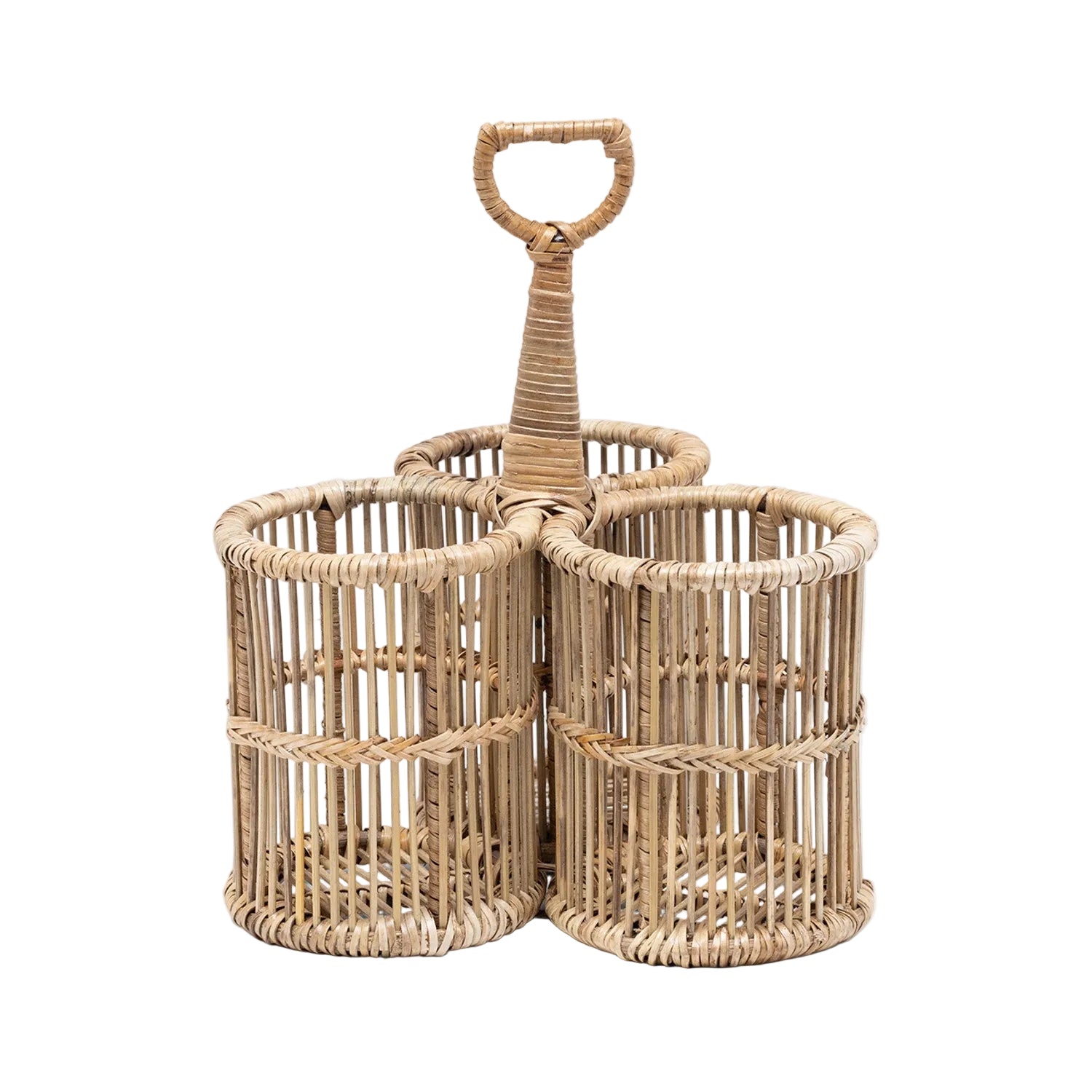 Handwoven rattan and bamboo wine bottle holder