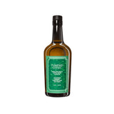 An amber Flamingo Estate Heirloom Garlic Extra Virgin Olive Oil bottle with a cream label, on a white background.