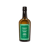 An amber Flamingo Estate Heirloom Garlic Extra Virgin Olive Oil bottle with a cream label, on a white background.