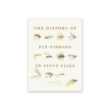 Calimia Home The History of Fly-Fishing in Fifty Flies book by Ian Whitelaw, cream cover illustrated with rows of fishing flies.