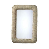 Hollis mirror featuring a hand-woven jute rope frame in natural beige