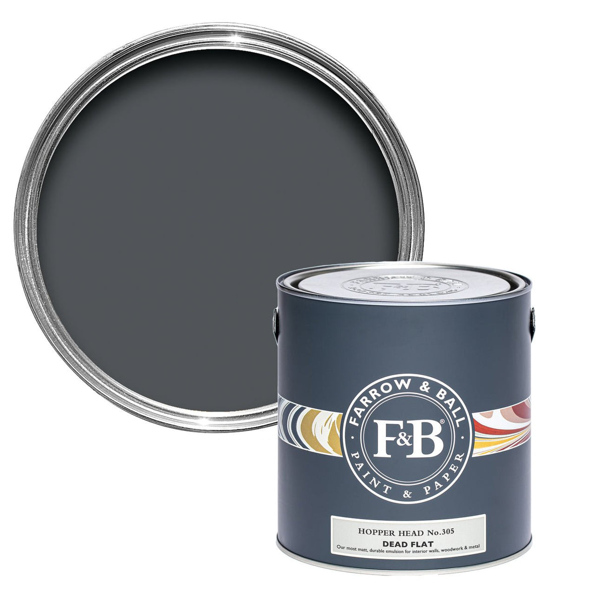 Farrow & Ball Hopper Head No.305 paint tin and color swatch