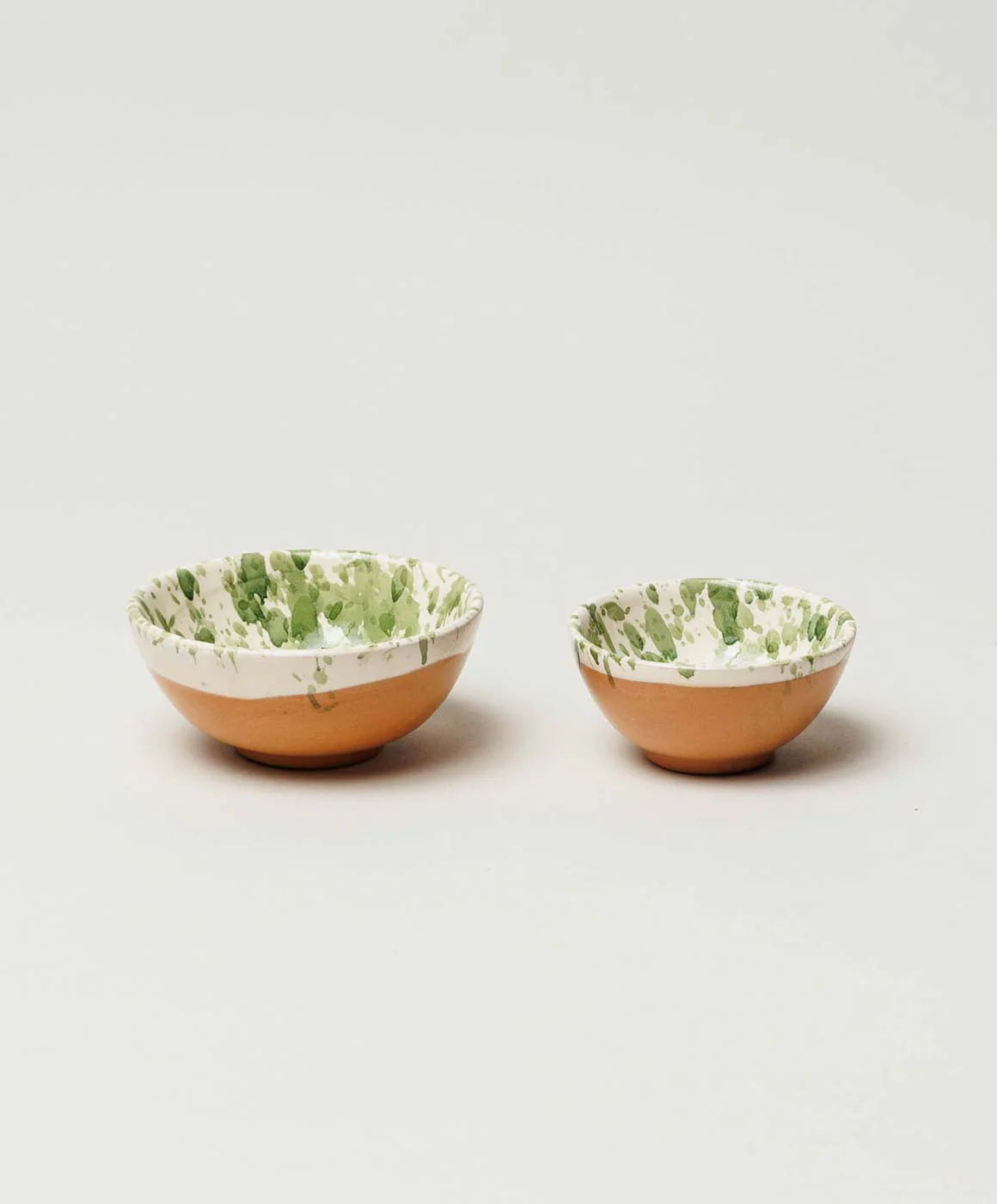 Montegranaro Splatterware Oil & Salt Dish Set - Green