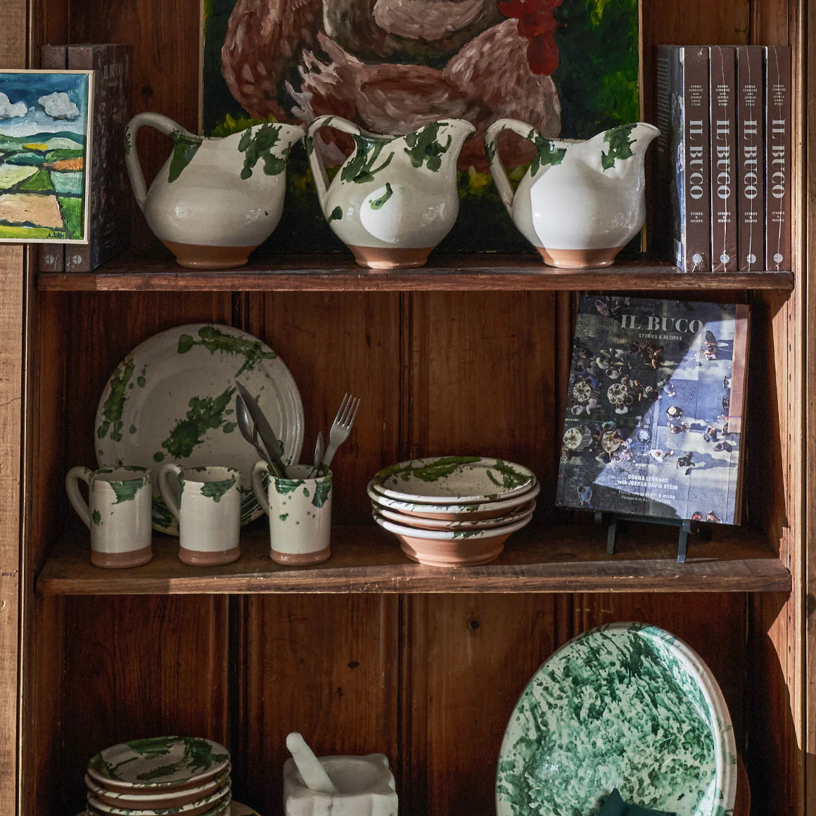 Montegranaro Splatterware Pitcher - Green