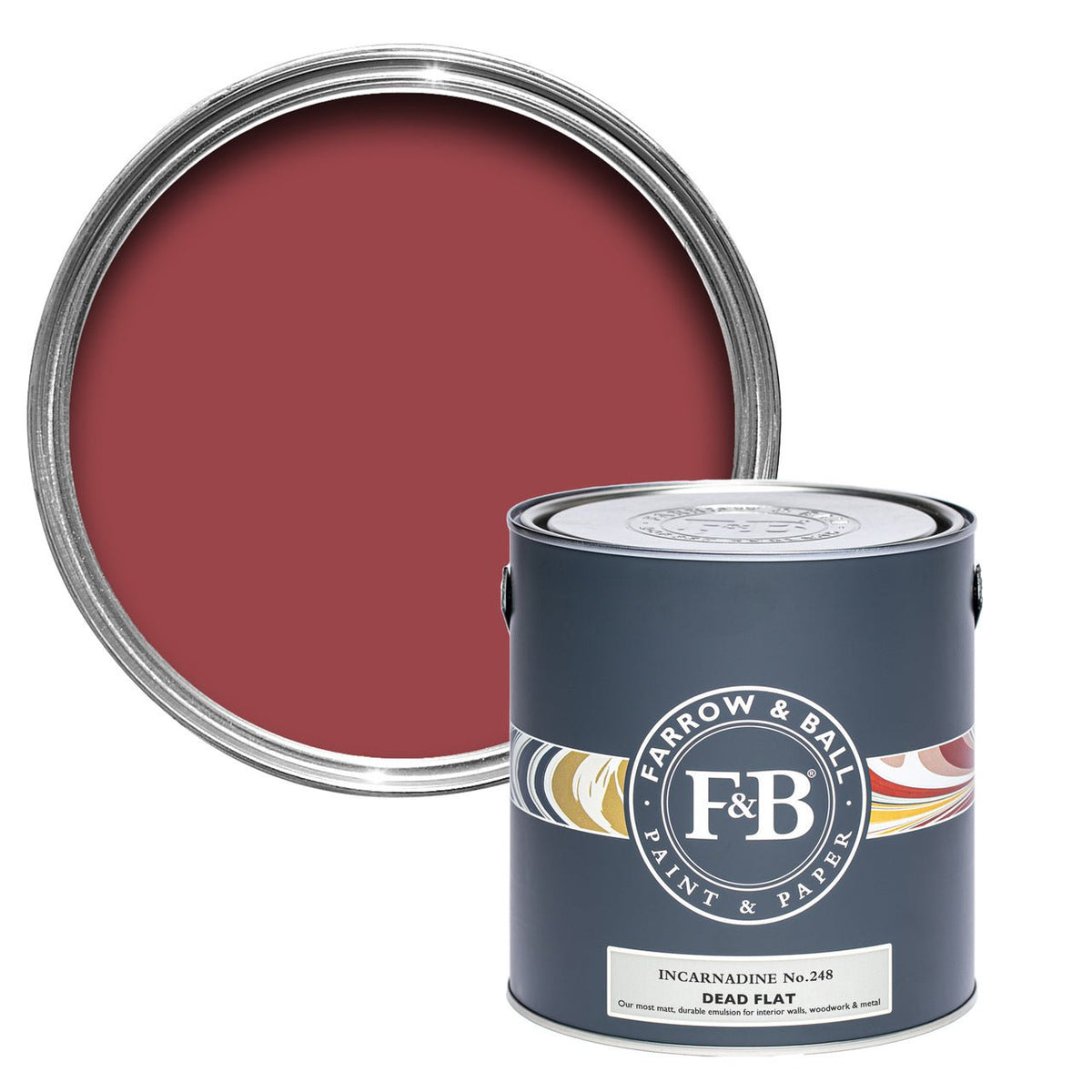 Farrow & Ball Incarnadine No.248 paint tin and color swatch